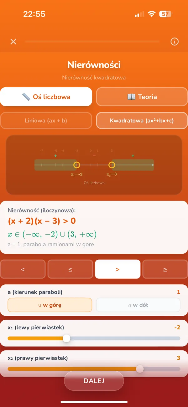 Interaktywna lekcja z nierównościami